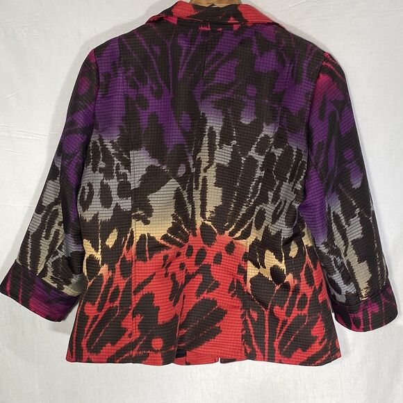Vintage LAURA MAX Blazer 90s Abstract Artsy Bold Jacket Womens PM Petite M - Picture 2 of 10